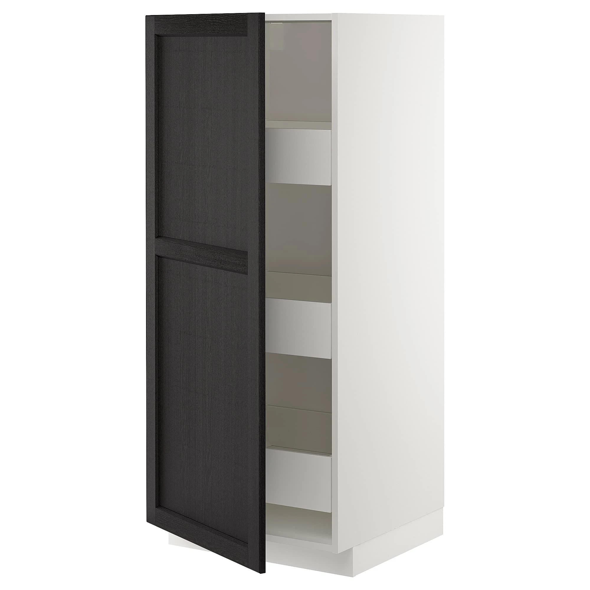 Ikea METOD/MAXIMERA high cabinet with drawers, 60x60x140 cm, white/Lerhyttan black stained