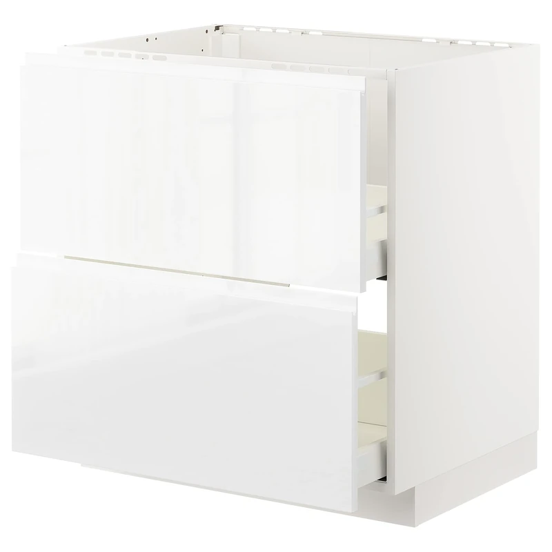 IKEA METOD/MAXIMERA Base cab f Sink+2 Fronts/2 Drawers, 80x60 cm, White/Voxtorp high-Gloss/White