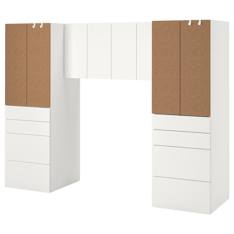IKEA SMÅSTAD Storage Combination, 240x57x181 cm, White/Cork