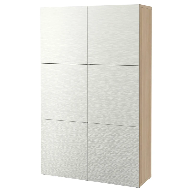 IKEA BESTÅ Storage Combination with Doors, 120x42x193 cm, White Stained Oak Effect/Laxviken White