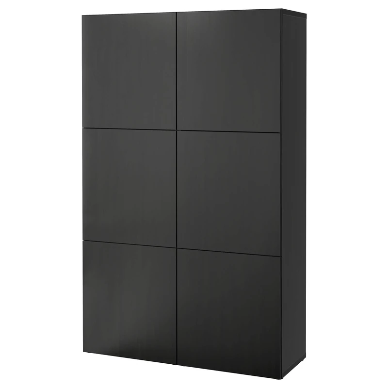 IKEA BESTÅ Storage Combination with Doors, 120x42x193 cm, Black-Brown/Lappviken Black-Brown