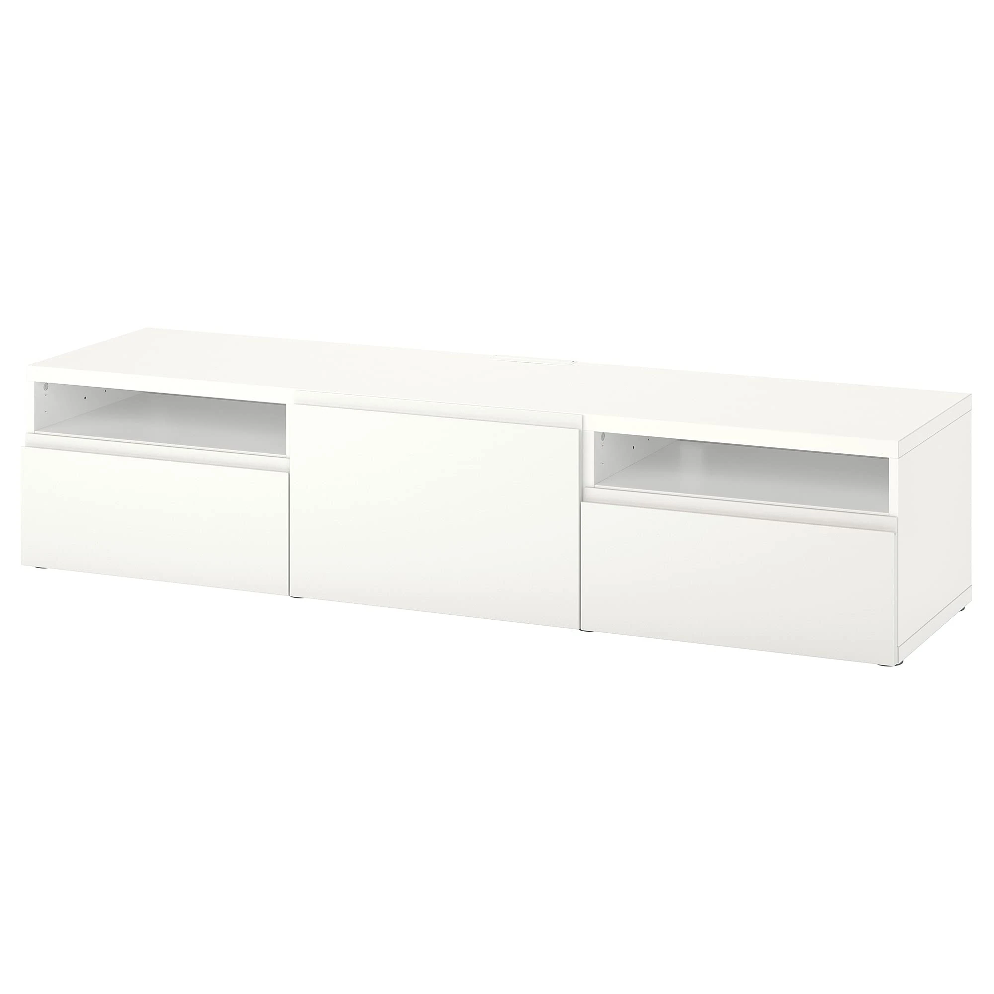 IKEA BESTÅ TV Bench with Drawers and Door, 180x42x39 cm, White/Västerviken White