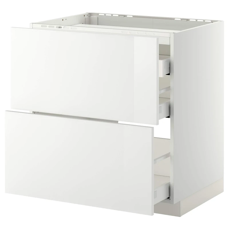 IKEA METOD/MAXIMERA Base cab f hob/2 Fronts/3 Drawers, 80x60 cm, White/Ringhult White