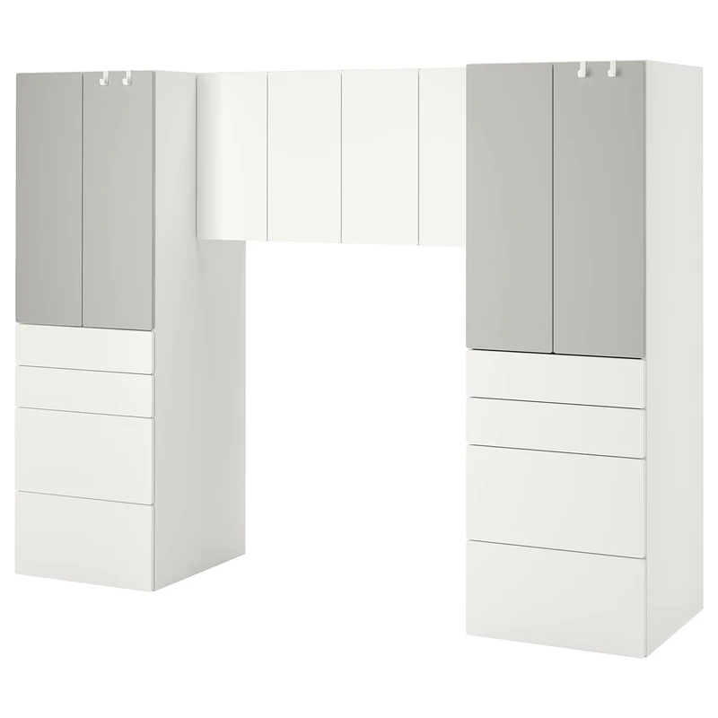 IKEA SMÅSTAD Storage Combination, 240x57x181 cm, White/Grey