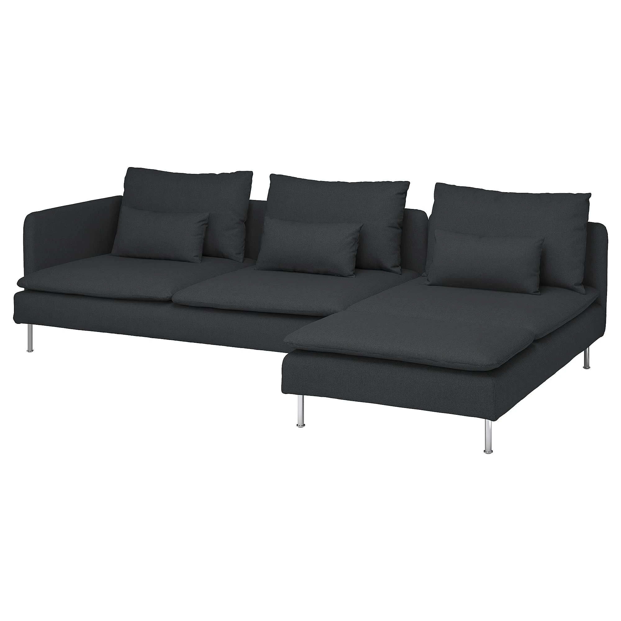IKEA SÖDERHAMN 4-seat Sofa with Chaise Longue, and Open end Fridtuna/Dark Grey