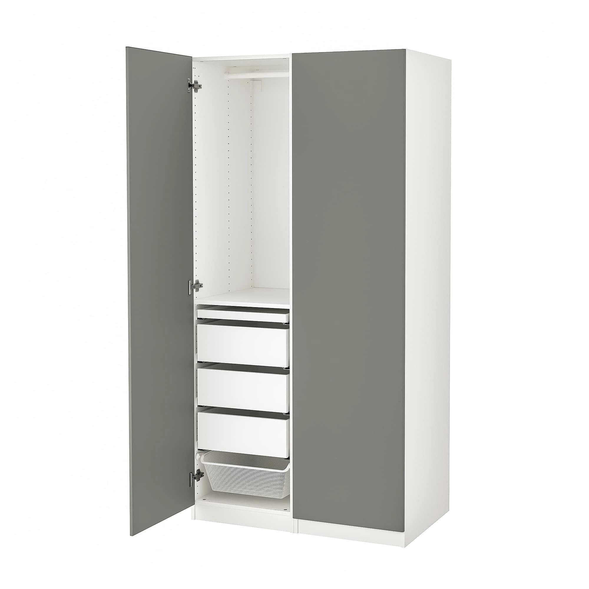 IKEA Pax/REINSVOLL Wardrobe Combination, 100x60x201 cm, White/Grey-Green