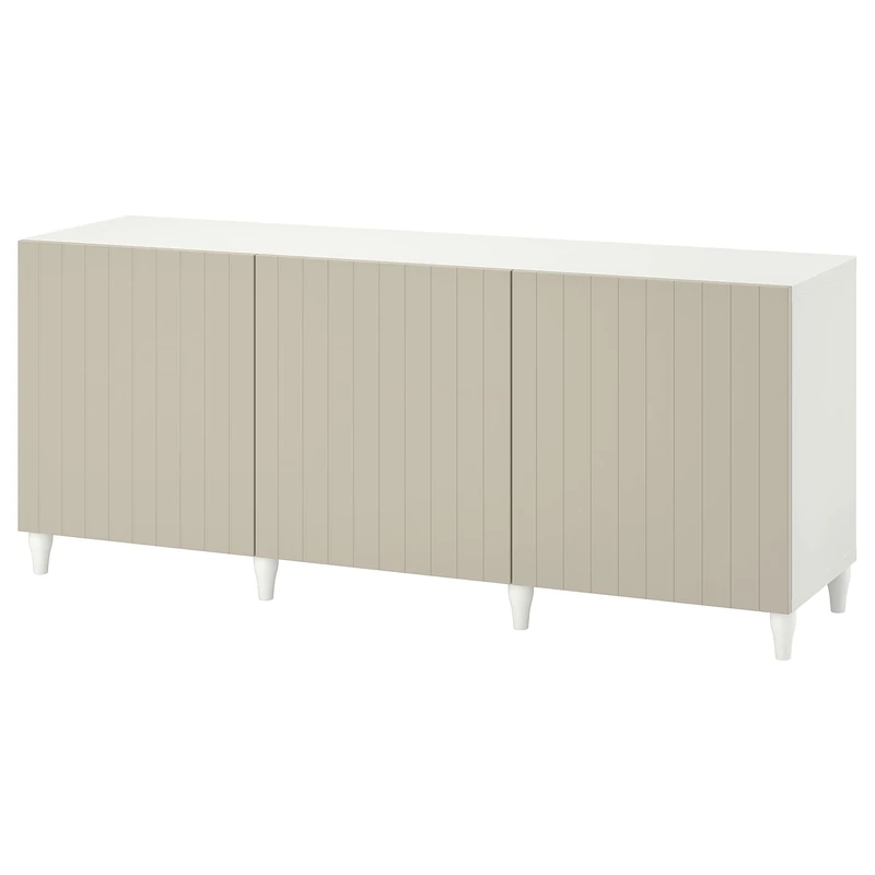 IKEA BESTA Storage Combination with Doors - White Grey-Beige
