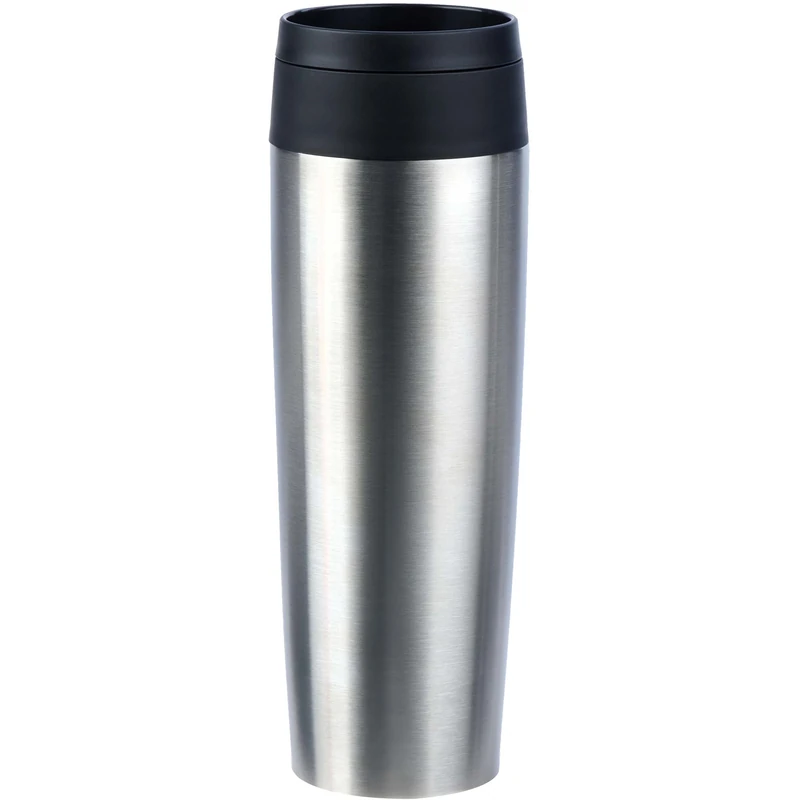 Emsa N20219 Travel Mug Classic Insulated Mug 0.5 litres Comfort Screw Cap Stainless Steel 6 Hours Hot and 12 Hours Cold 100% Leak-Proof Dishwasher Safe 360° Drinking Opening Stainless Steel