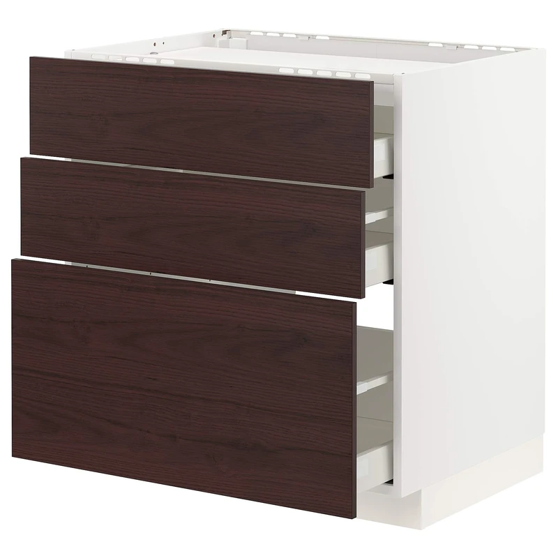 IKEA METOD/MAXIMERA Cabinet 3 Fronts & 3 Drawers - 80x60 cm White/Dark