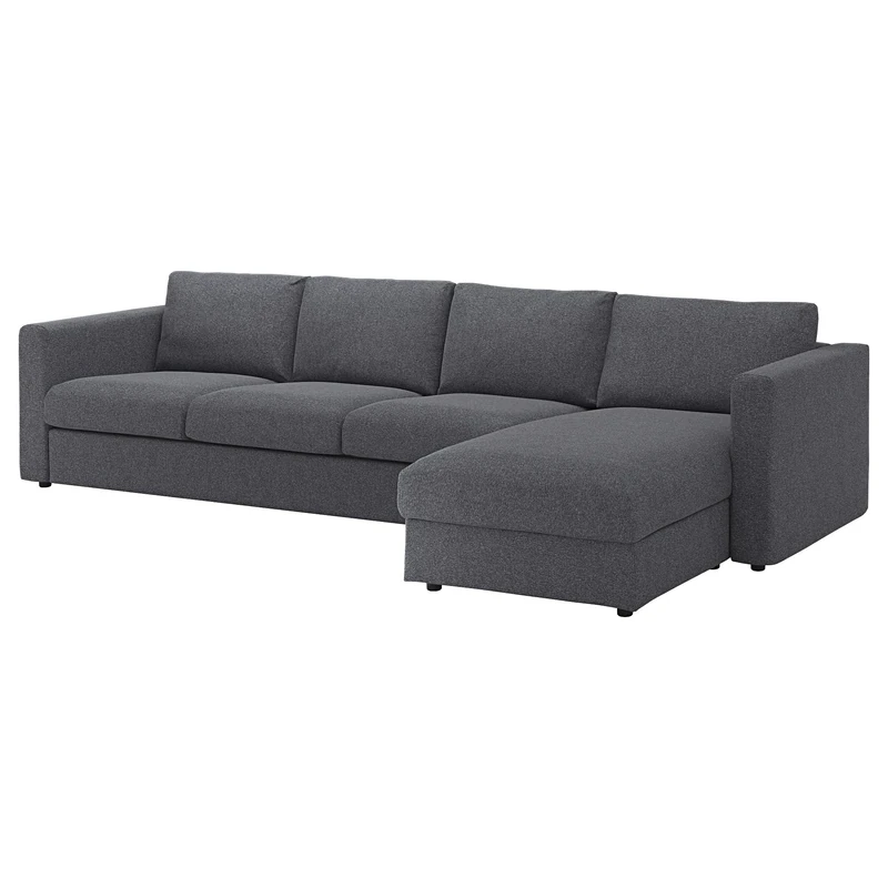IKEA VIMLE 4-seat Sofa with Chaise Longue, Gunnared Medium Grey