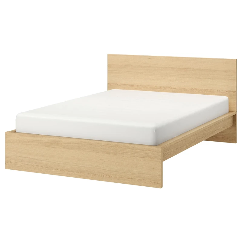 IKEA MALM Bed Frame - High 180x200 cm White Stained Oak Veneer