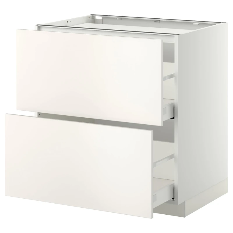 IKEA METOD/MAXIMERA Base cab f hob/2 Fronts/2 Drawers, 80x60 cm, White/Veddinge White