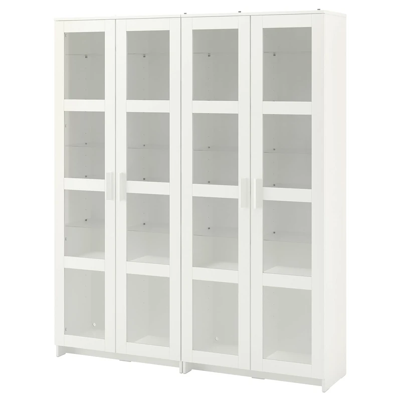 IKEA BRIMNES Storage Combination w Glass Doors, 160x35x190 cm, White