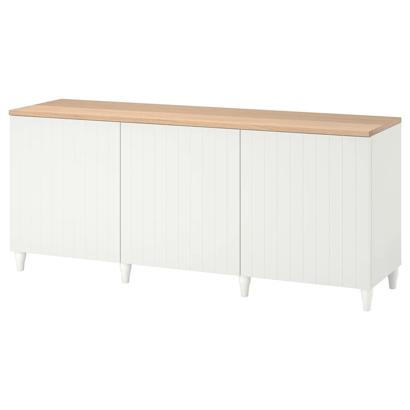 IKEA BESTÅ Storage Combination with Doors, 180x42x76 cm, White/Sutterviken/Kabbarp White