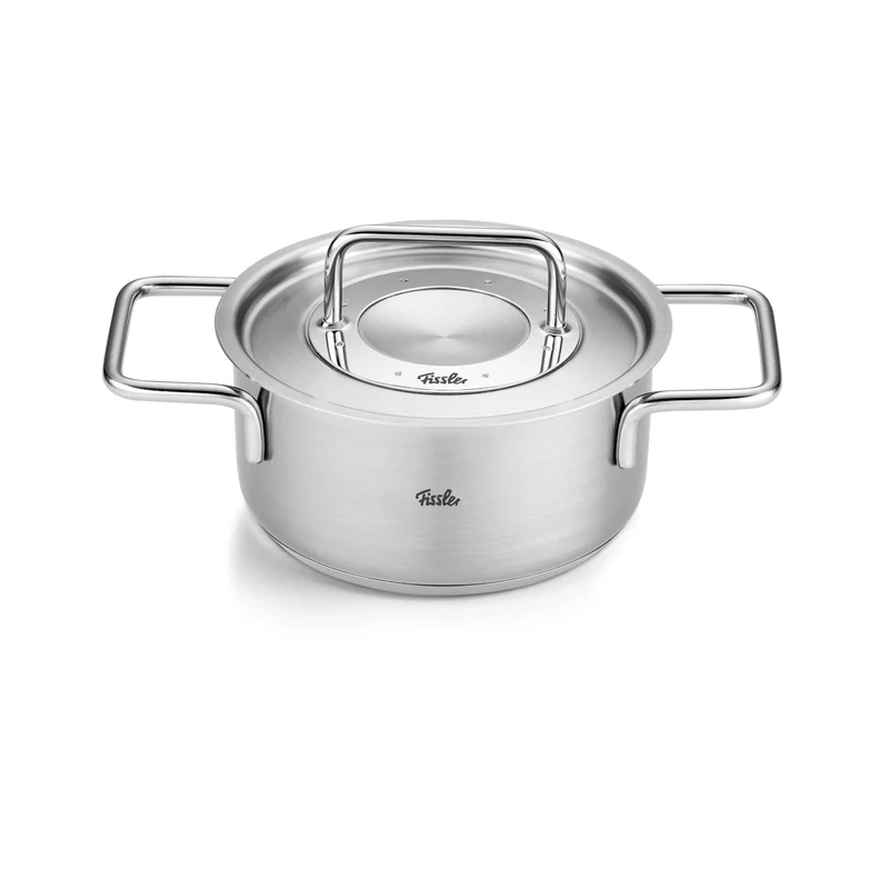 Fissler Pure Collection/Stainless Steel Cooking Pot (Diameter 16 cm, 1.9 L) Pots with Metal Lid, Inner Scale - Induction