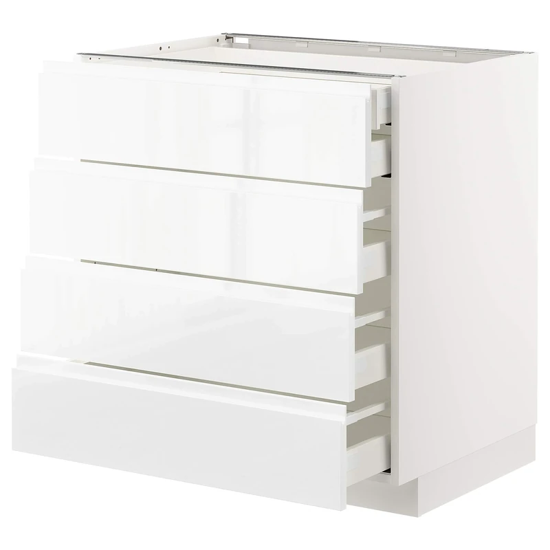 IKEA METOD/MAXIMERA Base Cabinet 4 Fronts 2 Low 3 Drawers - White
