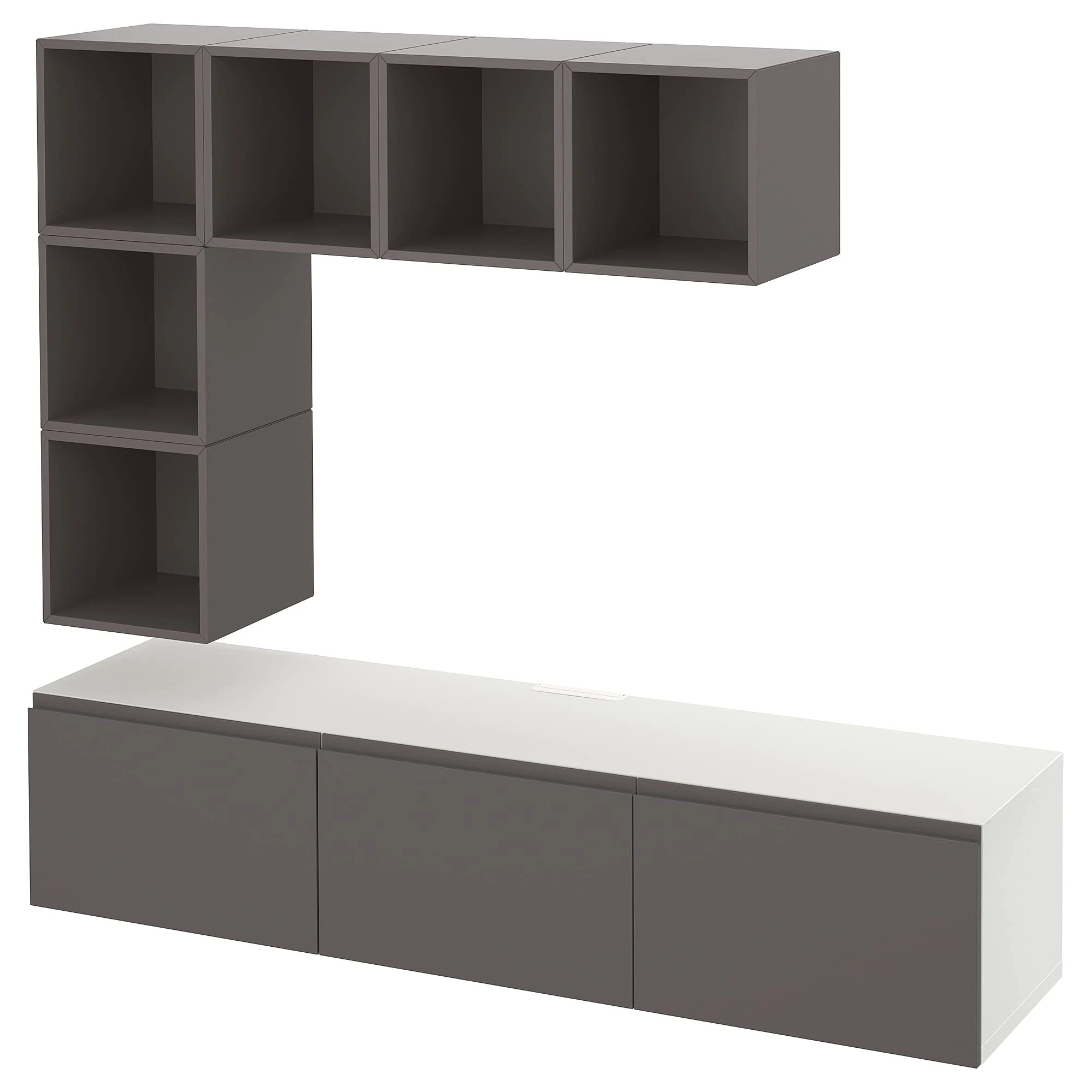 IKEA EKET/BESTÅ TV Storage Combination, 180x42x185 cm, White Västerviken/Dark Grey