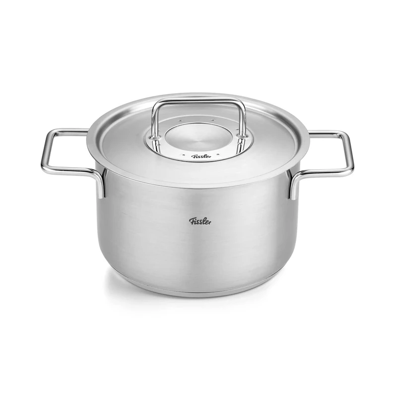 Fissler Pure Collection/Stainless Steel Cooking Pot (Diameter 20 cm, 3.6L) Pots with Metal Lid, Inner Scale - Induction