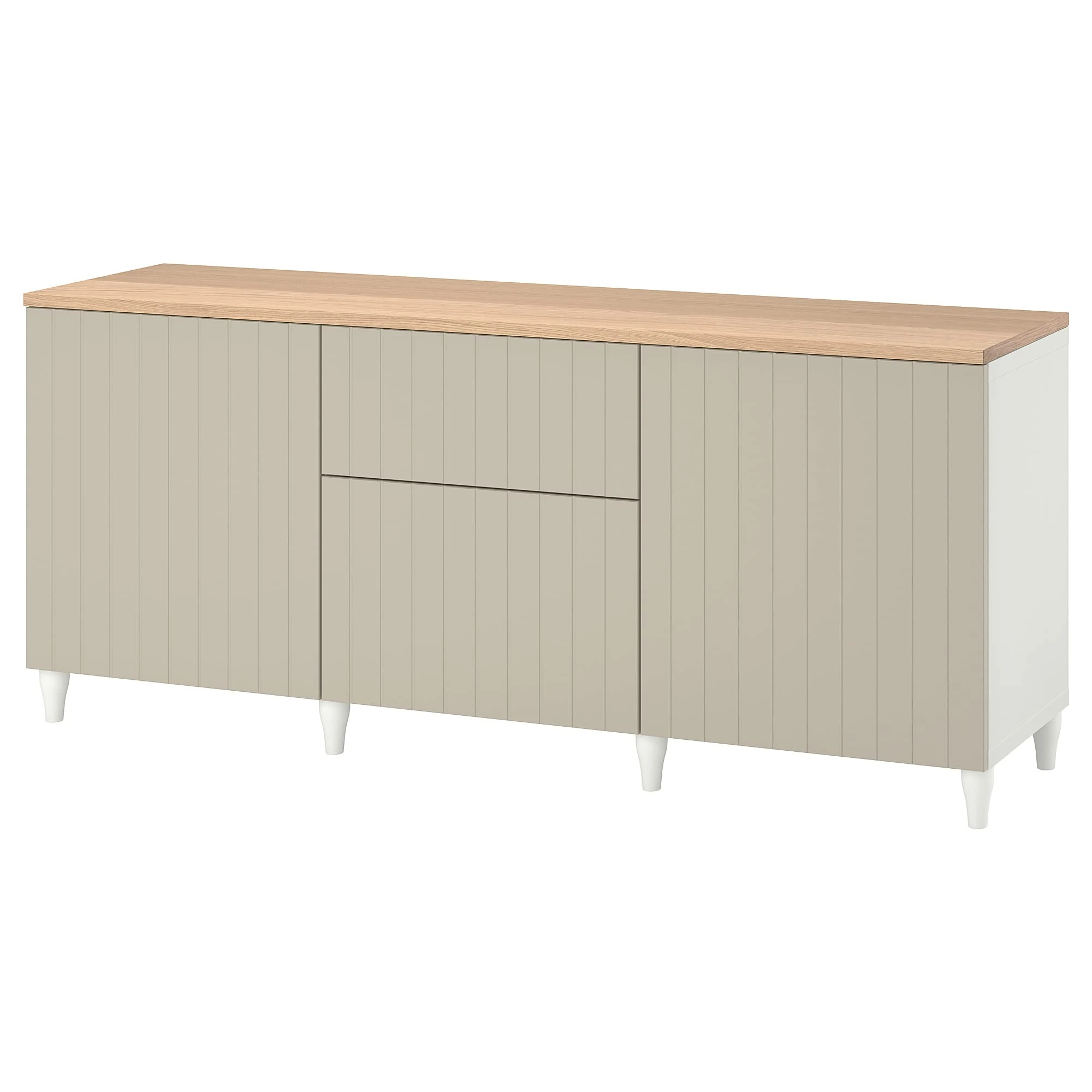 IKEA BESTÅ Storage Combination with Drawers, 180x42x76 cm, White/Sutterviken/Kabbarp Grey-Beige