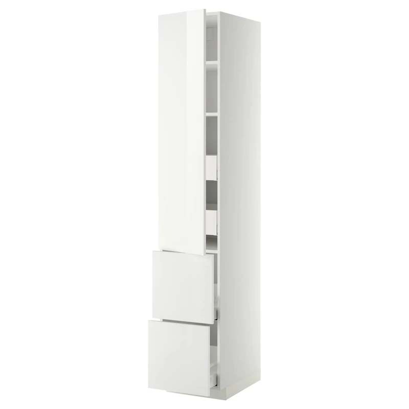 IKEA METOD/MAXIMERA hi cab w shlvs/4 Drawers/dr/2 frnts, 40x60x220 cm, White/Ringhult White
