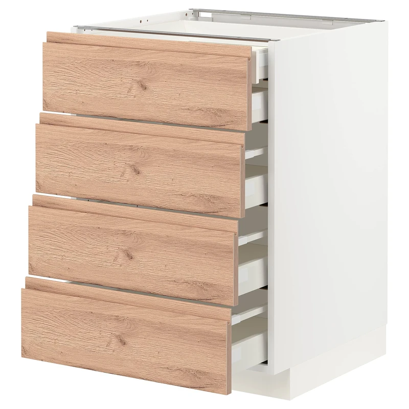 IKEA METOD/MAXIMERA Base cb 4 frnts/2 Low/3 md drwrs, 60x60 cm, White/Voxtorp Oak Effect