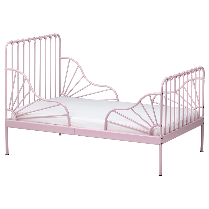 IKEA MINNEN extendable Bed, 80x200 cm, Light Pink