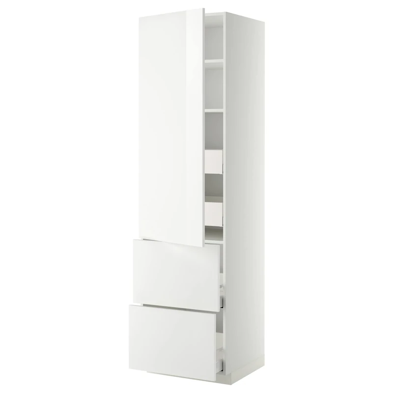 IKEA METOD/MAXIMERA with Shelves, 4 Drawers, 60x60x220 cm - White