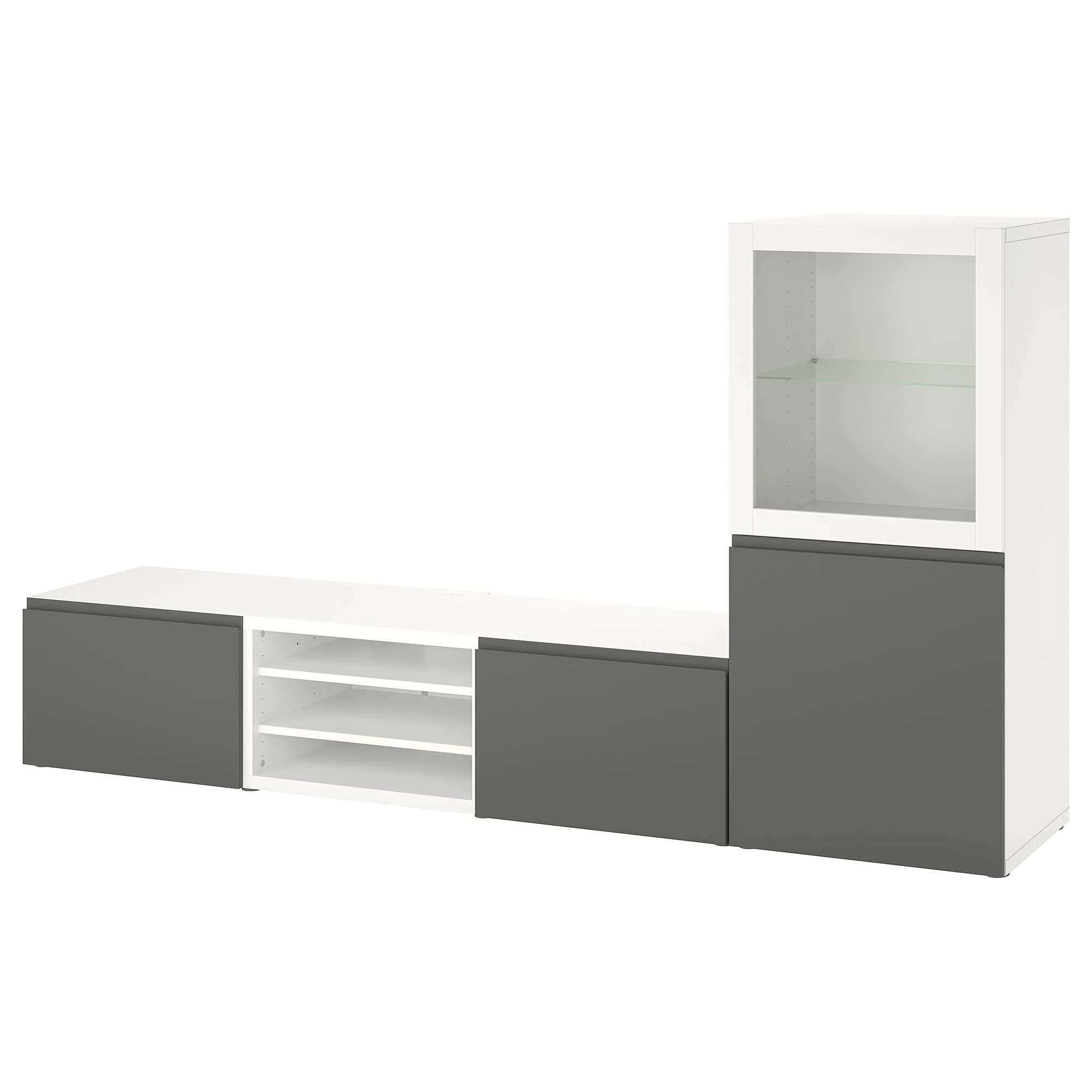 IKEA BESTÅ TV Storage Combination/Glass Doors, 240x42x129 cm, White/Västerviken Grey