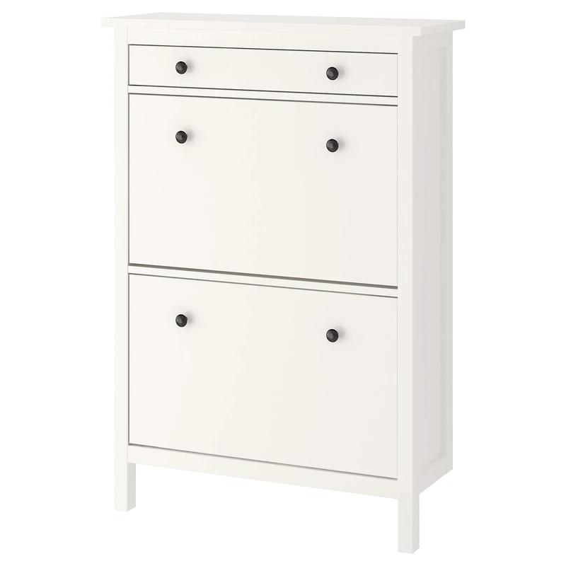 IKEA HEMNES Shoe Cabinet with 2 Compartments - White 89x30x127 cm