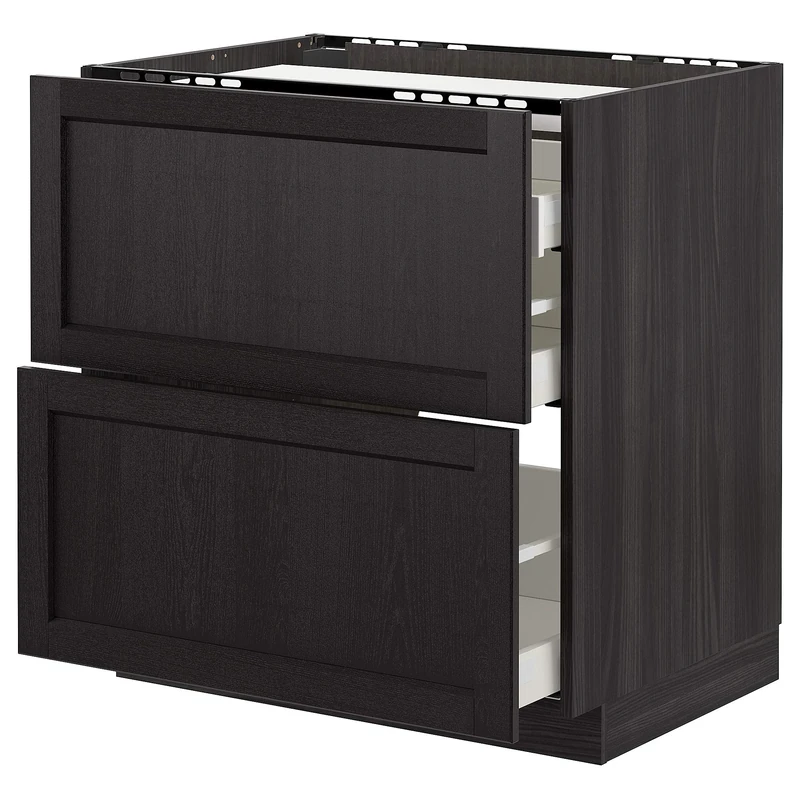 IKEA METOD/MAXIMERA Black Drawer Cabinet - 2 Fronts, 3 Drawers