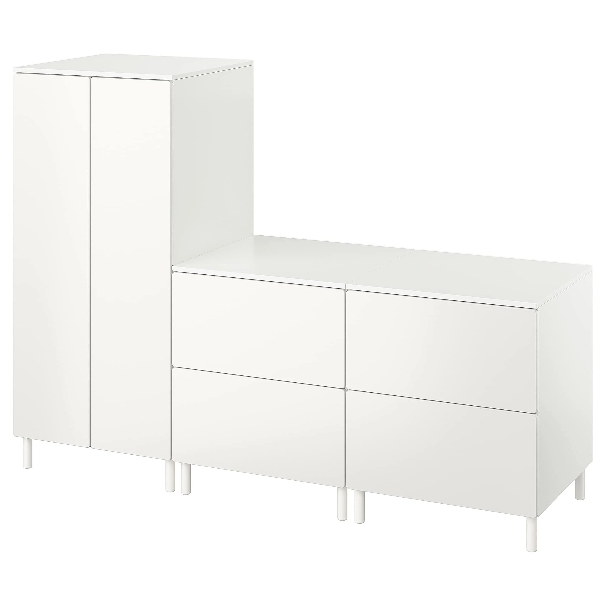 IKEA PLATSA/SMÅSTAD Wardrobe, 180x57x133 cm, White White/with 2 Chest of Drawers