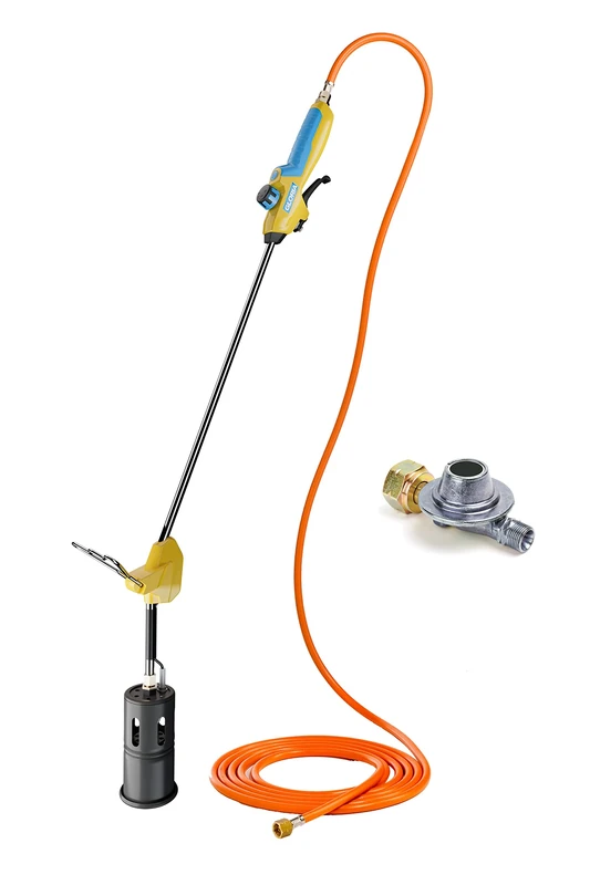 GLORIA Thermoflamm Bio Professional E+ Turbo Set Gas Flame Device – Powerful for Large Areas | Compressed Gas Bottle Connection | Weed Burner/Weed Killer | Includes Pressure Regulator