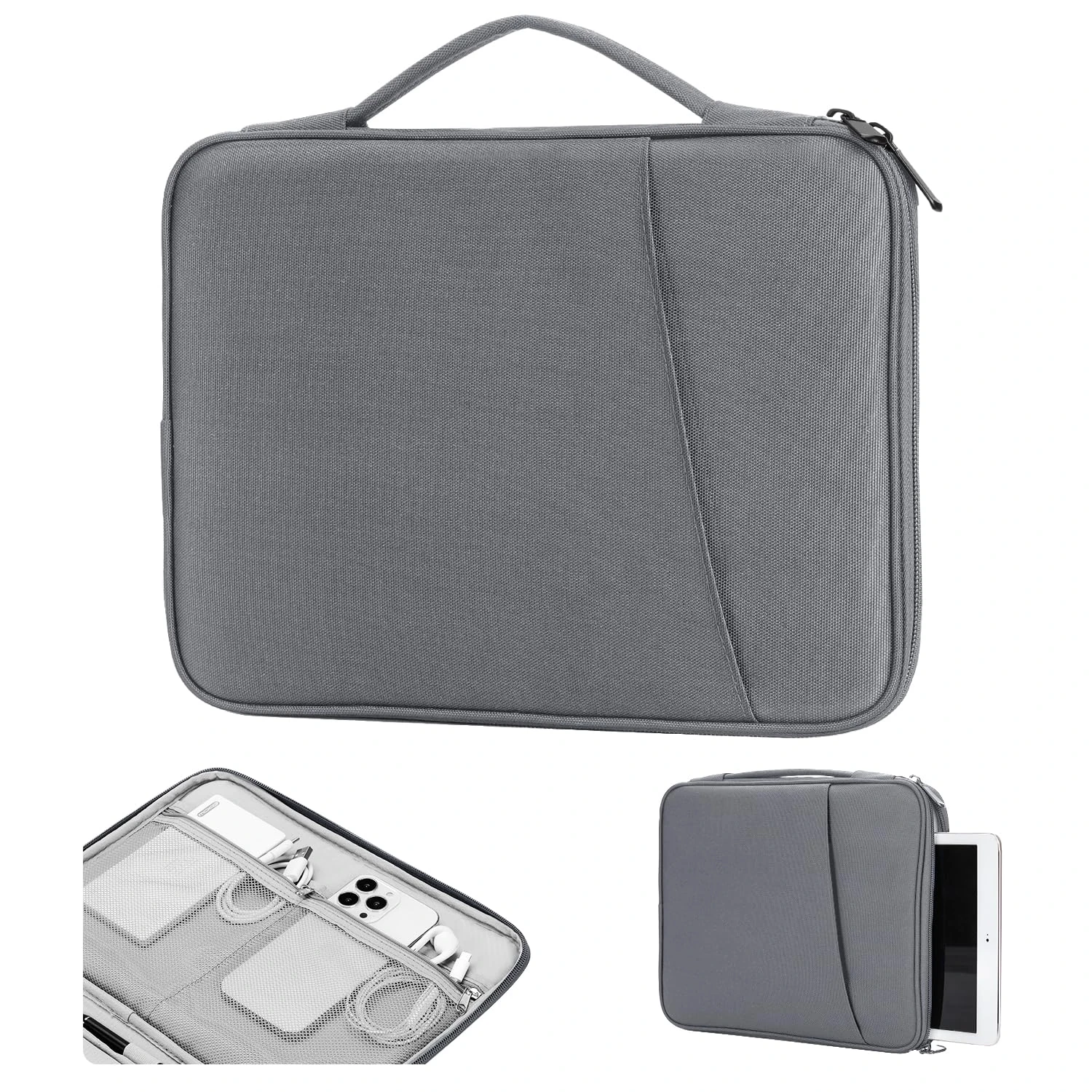 TiMOVO 9-11" Tablet Sleeve for iPad 11-inch A16 2025, iPad 10.9"/10.2", Galaxy Tab A9 Plus 11", Protective Bag with Pockets,DarkGray