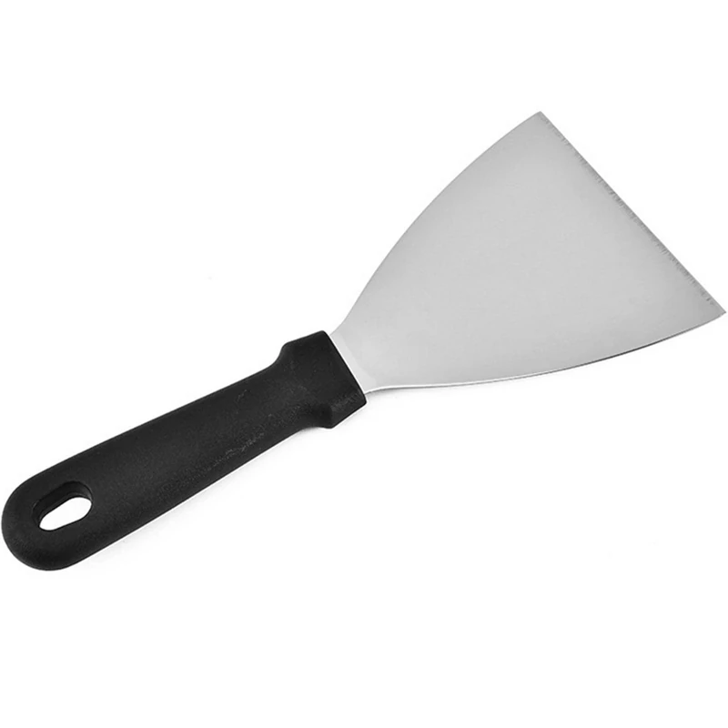 ALEOHALTER Stainless Steel Triangular Spatula,Slant Edge Grill Scrape r Western Cuisine Spatula Blade Cooking Utensils Short Handle Triangular Pasty (as shown)