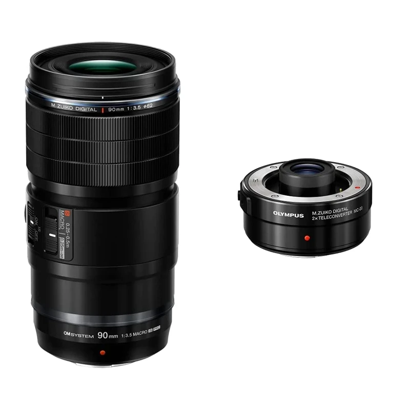 OM SYSTEM M.Zuiko Digital ED 90mm F3.5 Macro IS PRO tele-macro lens, Micro Four Thirds water-resistant lenss + MC 20 Teleconverter for 40-150 mm 1:2.8 and 300 1:4