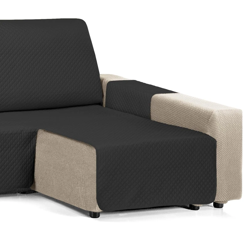 Martina Home Diamond Padded Chaise Longue Cover, 240 cm, Black - Universal