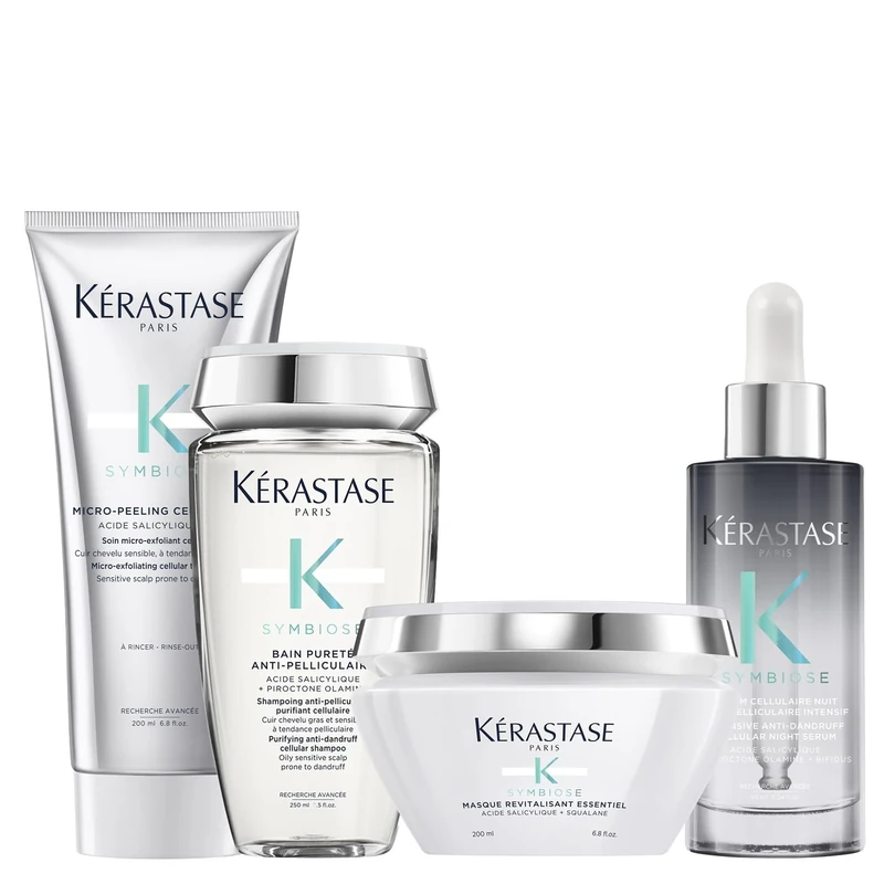 Kérastase Symbiose, Micro-Exfoliating Cellular Anti-Dandruff + Purifying Anti-Dandruff Cellular Shampoo + Nourishing Anti-Dandruff Hair Mask + Intensive Anti-Dandruff Cellular Night Hair Serum