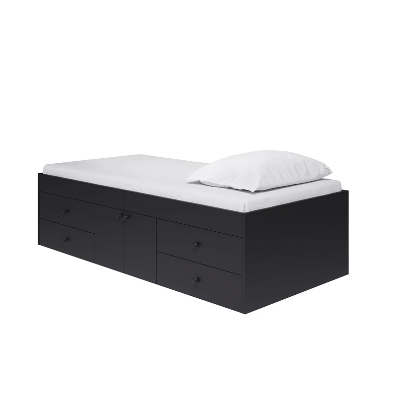 Black, Multi Drawer 3ft Cabin Storage Bed 4 Drawer Single 90 x 190cm