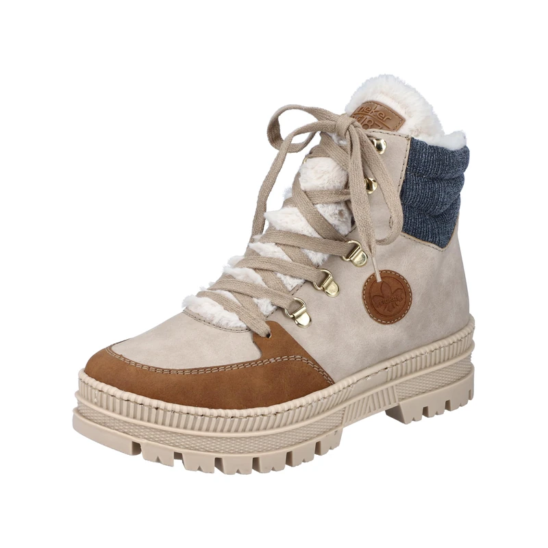 Rieker Women's Z1810 Lace-Up Boots, Beige Combi, 5 UK