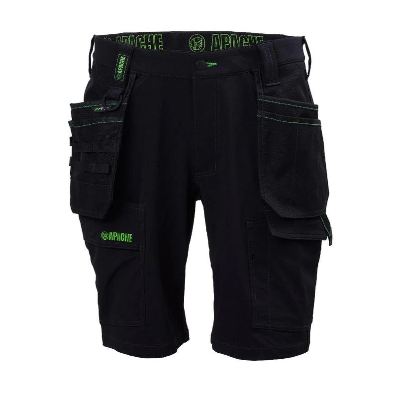 Apache Workwear Men's Site Shorts | Whistler 4 Way Stretch Cargo Short | Black 38 Waist | Lightweight and Elasticated Materials |Comfortable Slim Fit | Multi Pocket Features