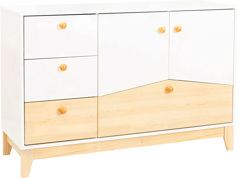 Seconique Cody 2 Door 4 Drawer Storage Unit in White/Pine Effect - Image 1