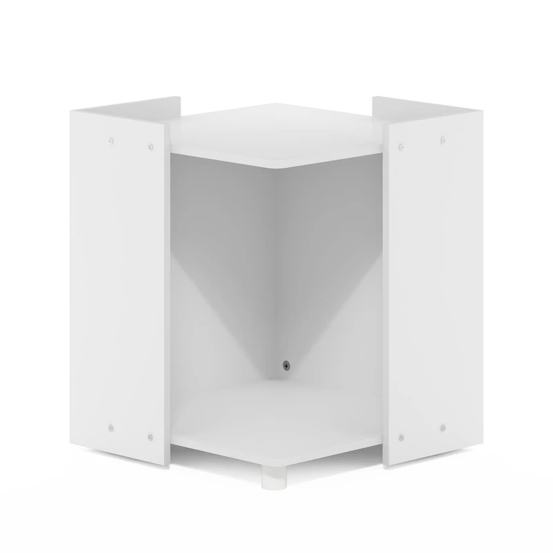 Furinno PELI Side Table, 2-Tier Square End Table with Storage Shelf, Cube Night Stand, Bedside Table, for Living Room, Bedroom, Solid White