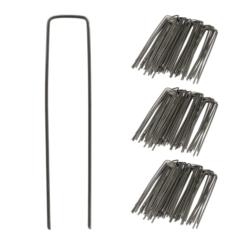 Relaxdays Ground Anchor Set of 150, Hard Soil, Camping, Garden Stakes, Metal, 15cm Length, Ø 2mm, Durable, Black, Alloy Steel, 15 x 3 x 0.2 cm