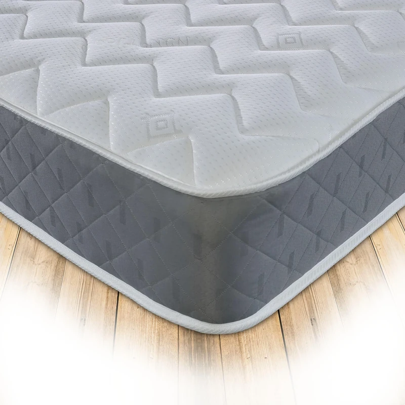 Starlight Beds Astral Grey Shorty Mattress with Springs and Memory Foam Layer. Budget Friendly Shorty Hybrid Mattress. 19cm Deep, Soft Feel. (75x175x19cm)