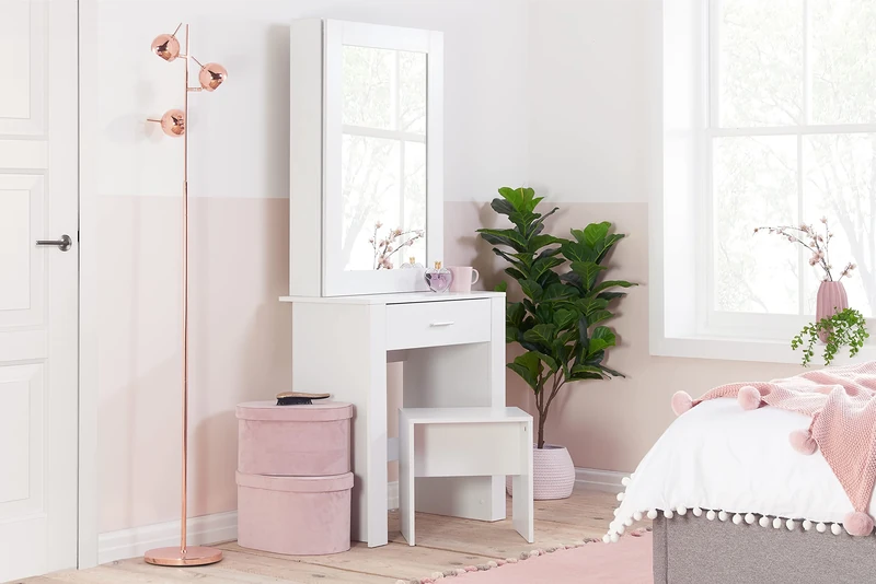 Birlea EVELYN 1 DRAWER SLIDING MIRROR DRESSING TABLE WHITE