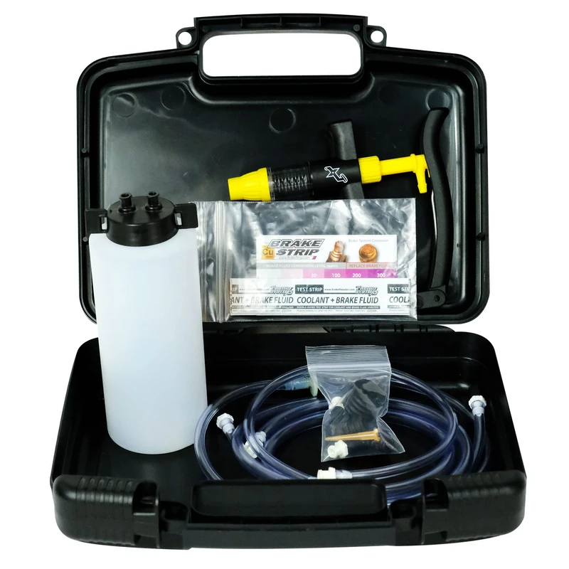 Phoenix Systems V-5 Reverse Brake and Clutch Bleeder (Includes Bottle, Hard Case and 5 Pack Test Strips), One Person, Fits All Makes and Models