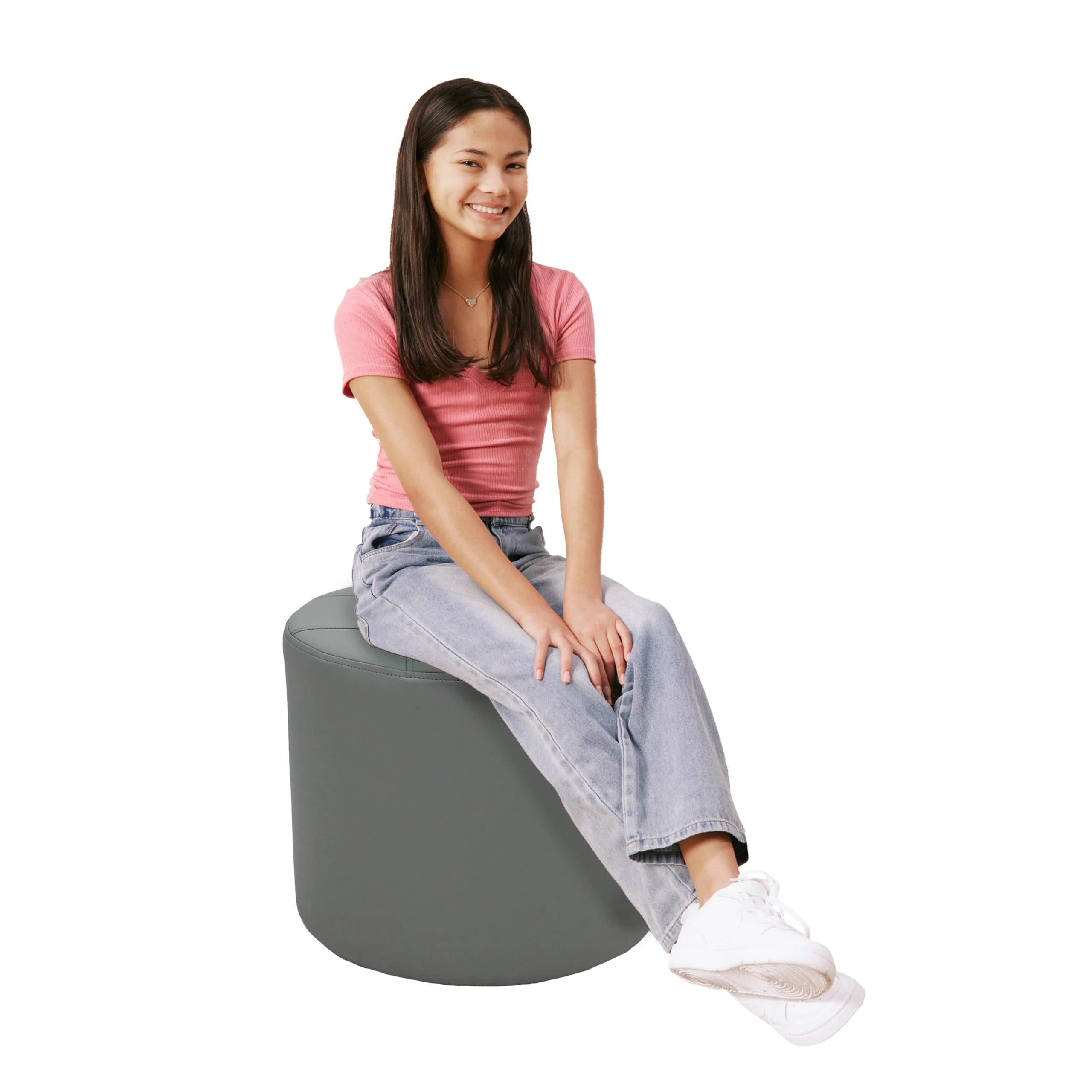 Factory Direct Partners Tufted Round Accent Ottoman; Beautifully Upholstered Furniture for Modern Home, Office, Library or Waiting Area; Seating, Footstool, Side Table Use - Gray, 14045-GY