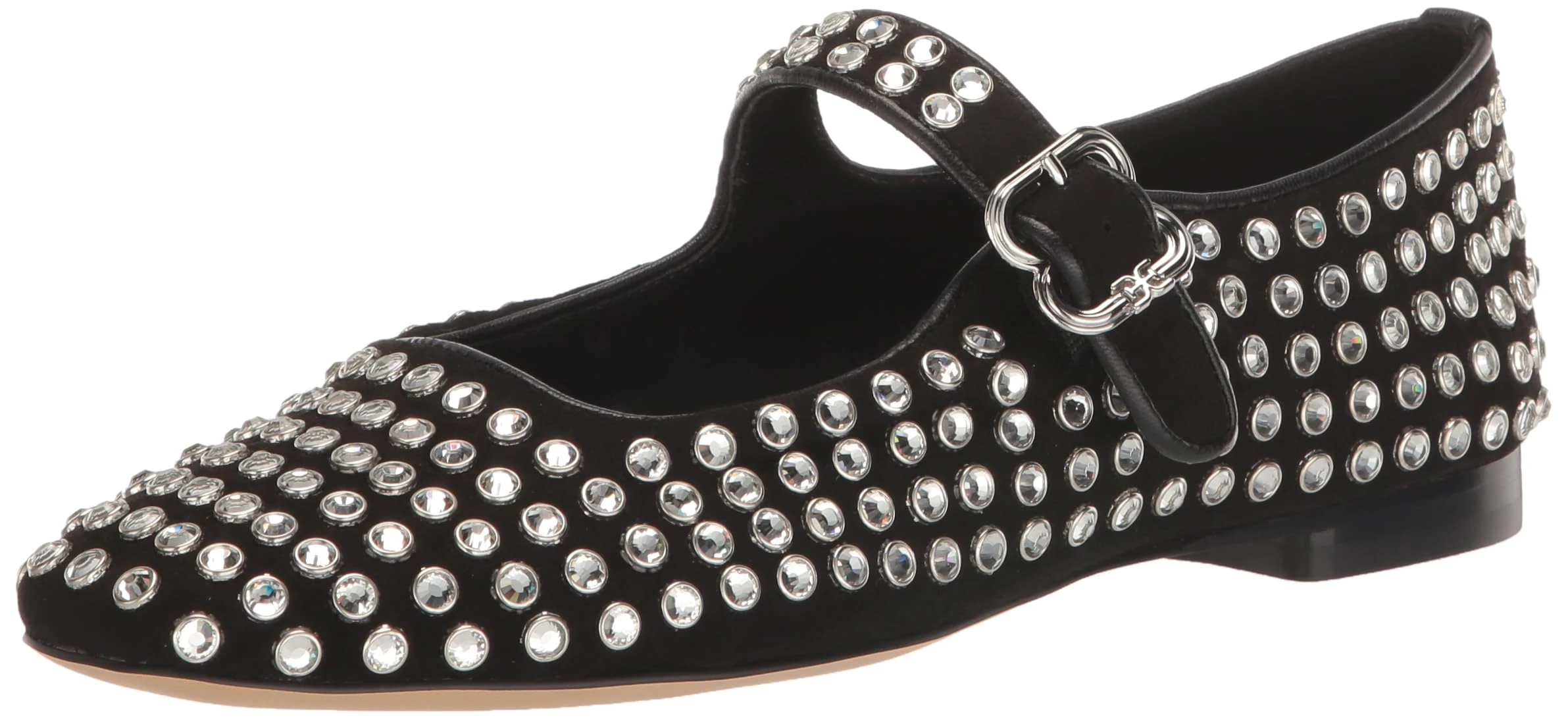 Sam Edelman Women's Michaela Mary Jane Flat, Black Suede Gem, 5 UK