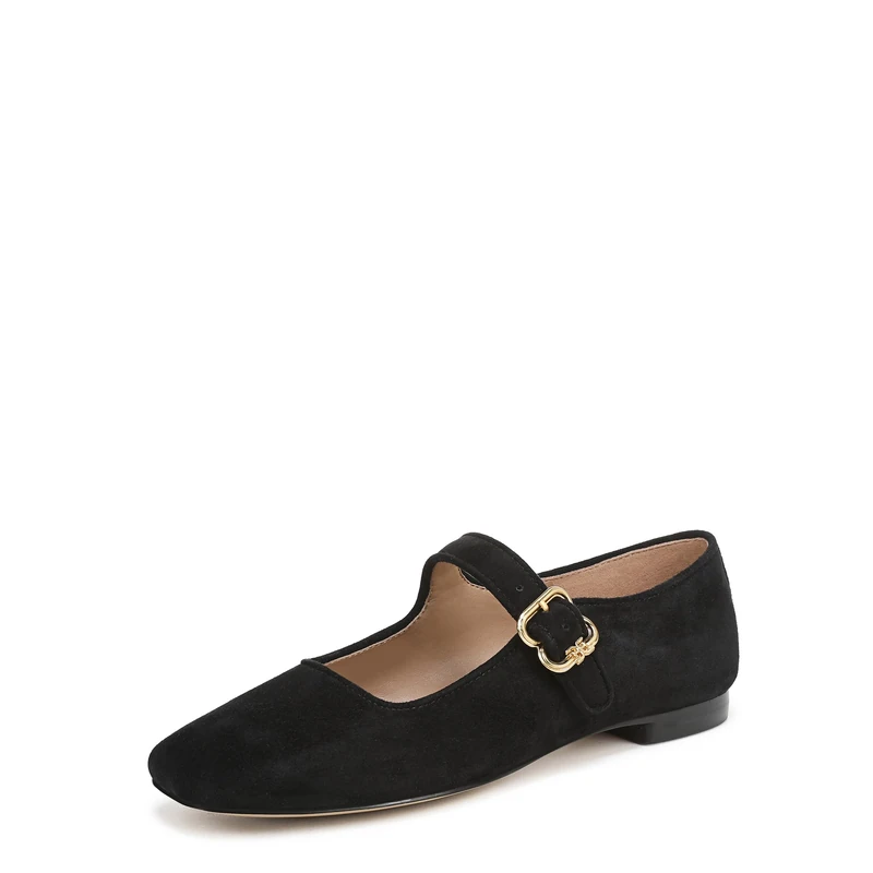 Sam Edelman Women's Michaela Mary Jane Flat, Black Suede Gem, 5.5 UK