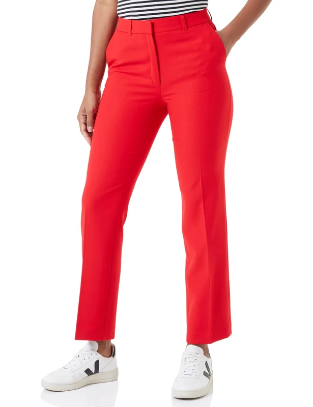 s.Oliver Sales GmbH & Co. KG/s.Oliver Women's Regular Fit Straight Leg Trousers Regular Fit Straight Leg, red, 34W x 32L